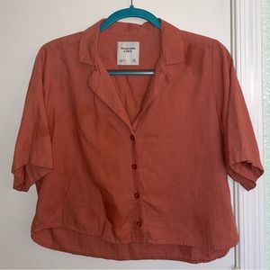 Abercrombie Burnt Orange Crop Button Up Top